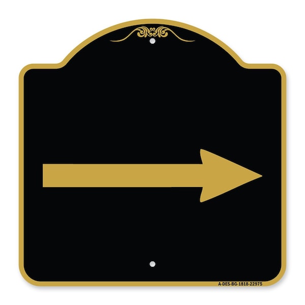 Signmission Designer Series Sign-Right Arrow, Black & Gold Aluminum Architectural Sign, 18" x 18", BG-1818-22975 A-DES-BG-1818-22975 - main